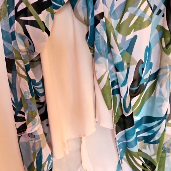 Tropical Print Halter Dress, White, Blue, & Green. Sz Sm. - Picture 4 of 8